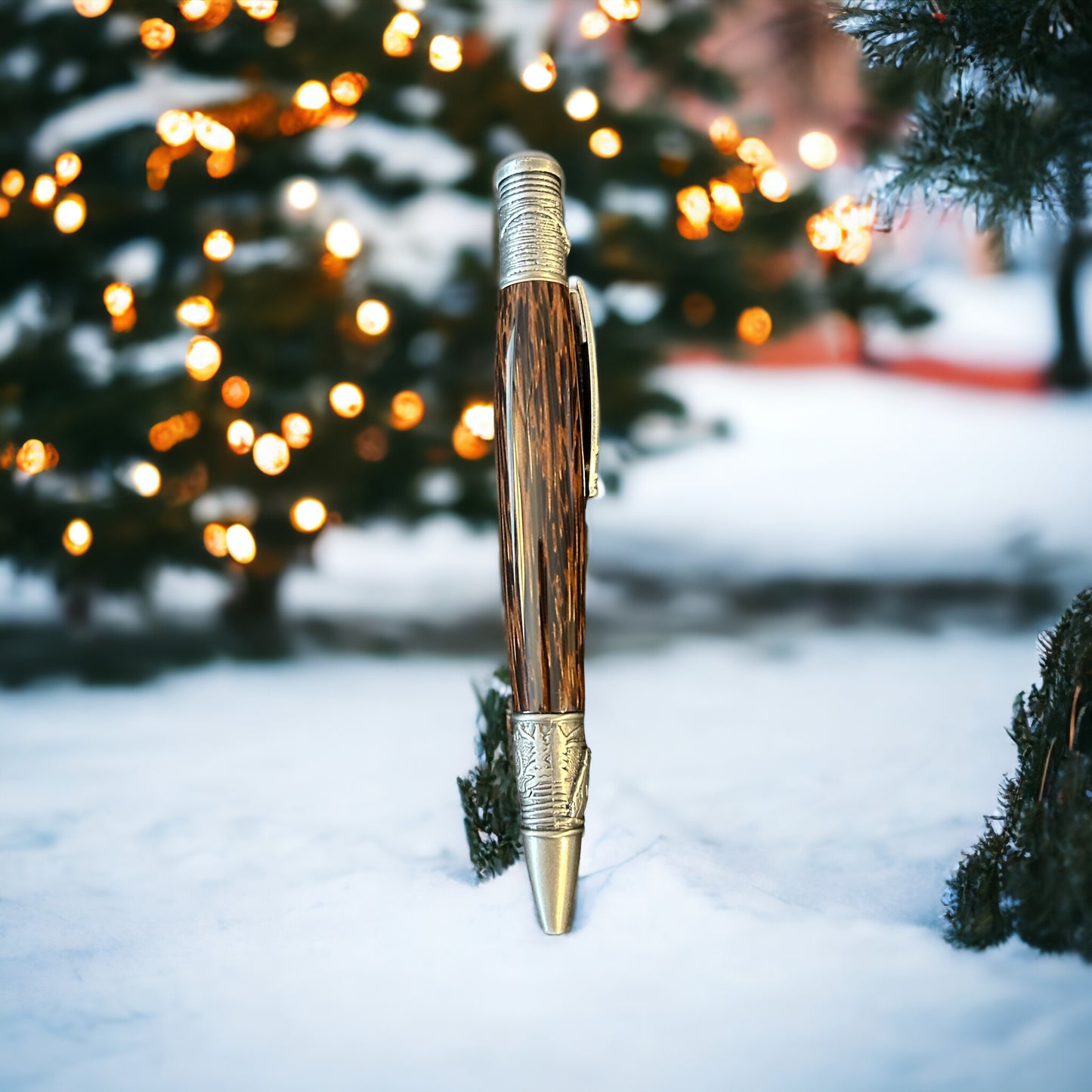 Fly Fishing Twist Pen Featuring Black Palm Wood With Antique Pewter Trim